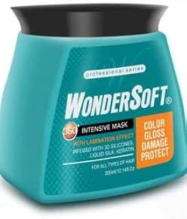 Wondersoft Professionnel रंग ग्लॉस डैमेज सूखे और क्षतिग्रस्त बालों के लिए लिक्विड सिल्क और केराटिन के साथ हेयर मास्क को सुरक्षित रखें, 300gm