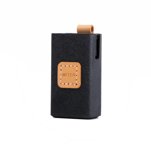 MITER Case for Qudelix 5K, Premium Italy PU Leather, Made in Korea, Handmade PU Leather Cover with Necklace Cord for Qudelix-5K (Black)