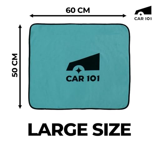 CAR101 Microfiber Cloth - 1Pcs - 60x50 cm - 600 GSM - Blue | Multipurpose | Lint-Free | Superior Softness & High Absorbency | Microfibre Towels for Car, Bike & Household Cleaning