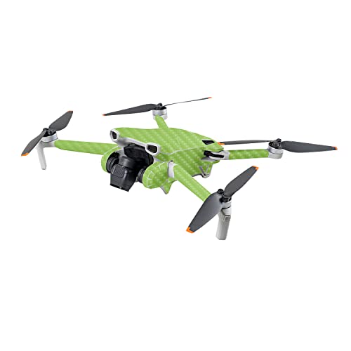 Image of MightySkins Carbon Fiber Skin Compatible with DJI Mini 3 - Solid Lime Green | Protective, Durable Textured Carbon Fiber Finish | Easy to Apply