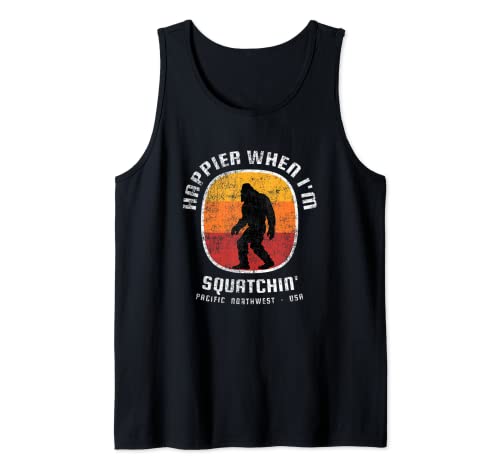 Más feliz cuando estoy Squatchin 'Pacific Northwest - Sasquatch Camiseta sin Mangas