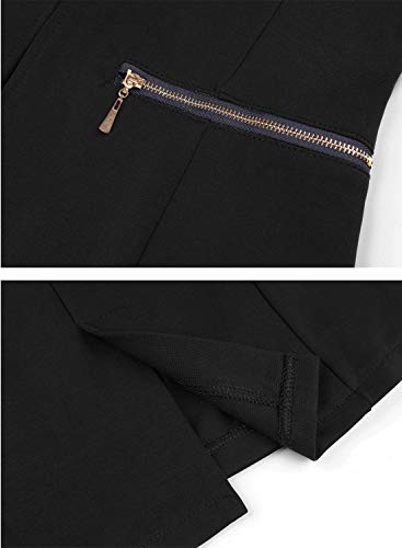 Genhoo Women's Blazer Long Sleeve Open Front Cardigan Jacket Work Office Blazer Petite Black S #TOP3