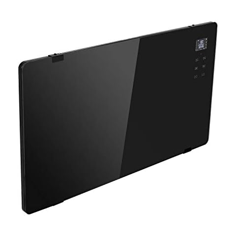 electriQ 2000W Black Designer Glass Heater Wall Mountable Low Energy with Smart WiFi Alexa - Ultra Slim only 8cm Bathroom Safe IP24 Cover