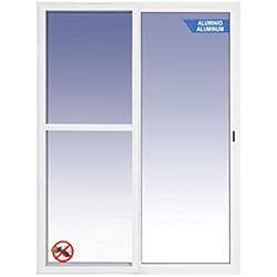 Ventanastock Puerta Balconera Aluminio 1200x2000 Corredera 2 hojas con mosquitera y marco preparado en kit