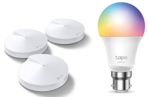 Image of TP-link Deco M5(3-Pack) Dual Band WiFi Mesh AC1300 Smart Router and Free Color tp-link Tapo Smart WiFi Bulb Tapo L530B 8.7W