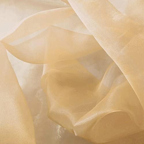 Valentina Textile Inc, Sparkle Crystal Sheer Organza Fabric Shiny for Fashion, Crafts, Decorations 60" Wide (5 Yard, Dk Champagne)