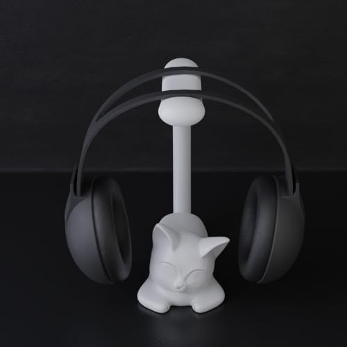Suporte para Headset Fone de Ouvido em Forma de Gatinho Fofo, Branco de mesa