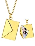 Custom Necklaces for Women Gold Locket Necklace Envelop Picture Necklace Customized Photo Pendant Stainless Steel Love Letter Memorial Jewelry Gift for Gf