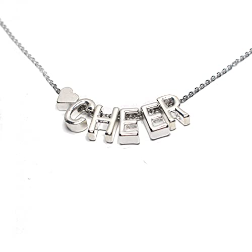 MOYI Cheer Necklace Cheerleader Cheerleading Teens Girls Letter Heart Pendant Stainless Steel Chain Dainty Jewelry Gifts
