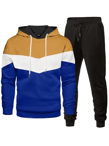 JMIERR 2 Piece Airport Outfits for Men Long Sleeve Hoodie Sweatshirt & Joggers Sweatpants Track...