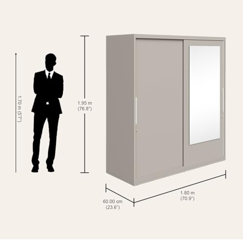 Image of Interio by Godrej Slide N Store XL 2-Door Steel Wardrobe with Mirror