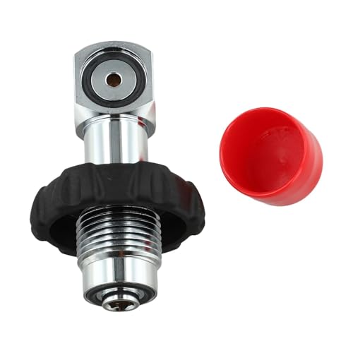 Hoppipola Adaptateur de remplissage de bouteille de plongée 300 bar DIN vers vanne à étrier Adaptateur de remplissage pour bouteilles de gilet de tarage en laiton chromé avec grande molette à main – vue 2