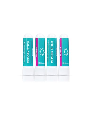 Mindthol Lavender Nasal Sticks (4 Pack) - Natural Relaxation & Stress Relief Aromatherapy Inhaler with Soothing Lavender Essential Oil