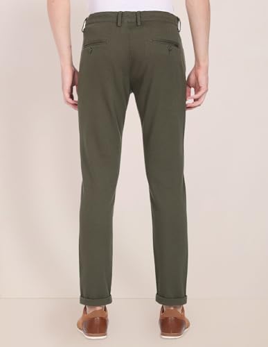 Image of U.S. Polo ASSN. Men's Regular Solid Textured Austin Trim Fit Mid Rise Casual Trousers