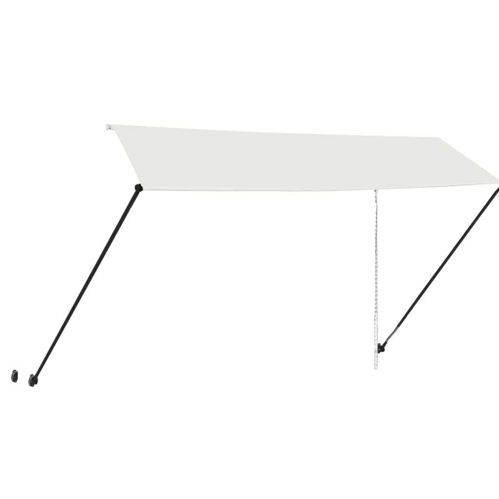 Chowany żagiel przeciwsłoneczny z diodami LED 350 x 150 cm, kremowy, wodoodporny i odporny na promieniowanie UV, na taras, balkon lub do ogrodu, wysokiej jakości tkanina z powłoką PA i ramą