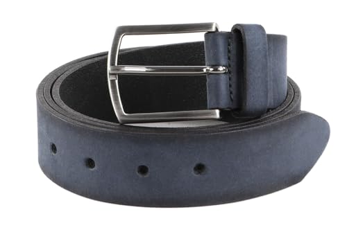Ceinture cuir 35mm Vanzetti Navy bleu marine pour homme en taille W115