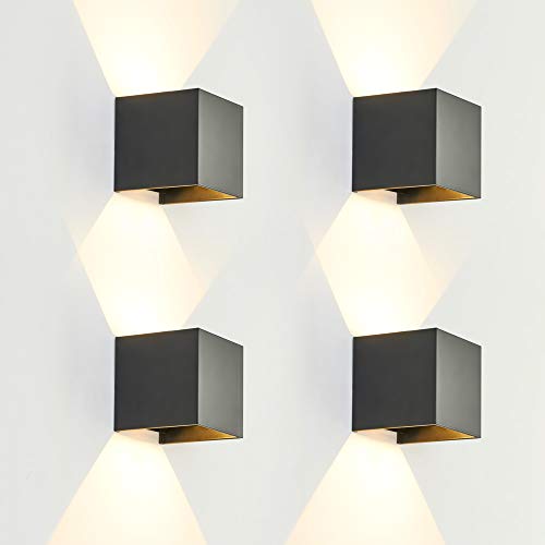 LPINYE 12W LED Up and Down Wall Lamp Aluminum Outdoor Wall Light IP65 Waterproof Modern Lighting Nordic Style Indoor Wall Lamp Warm Light, Living Room, Porch, Courtyard, Restaurant