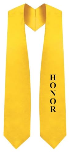CLERKMANS Honor Graduation Stole - 2 Colors - Length & Width Fits All Body Types - Premium Quality Graduation Stoles - One Size Fits All - Gold