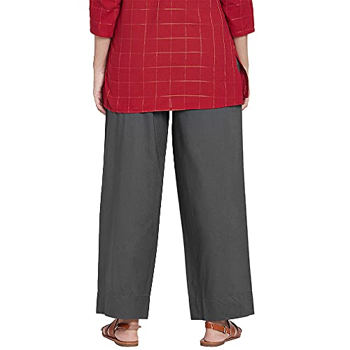 Image of GO COLORS Women Blue Stripe Cotton Wide Pants