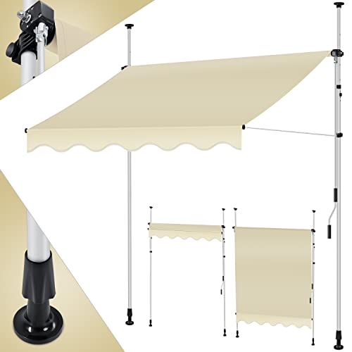 KESSER® Toldo para balcón con manivela, toldo para Balcones, Resistente a los Rayos UV, Regulable en Altura, Repelente al Agua, protección Solar, Cubierta para Patios, Beige 200cm