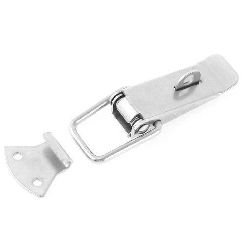 Image of Aexit 10cm Long Padlocks & Hasps Metal Spring Loaded Silver Tone Toggle Hasps Drawer Latch