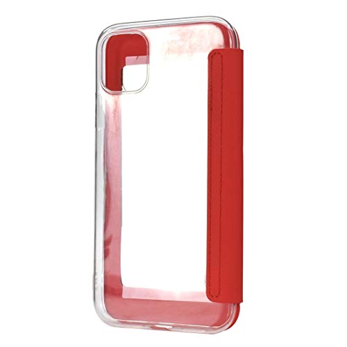 Étui antichoc iPhone 11 Pro Max en PU rouge protégeant l'écran avec miroir