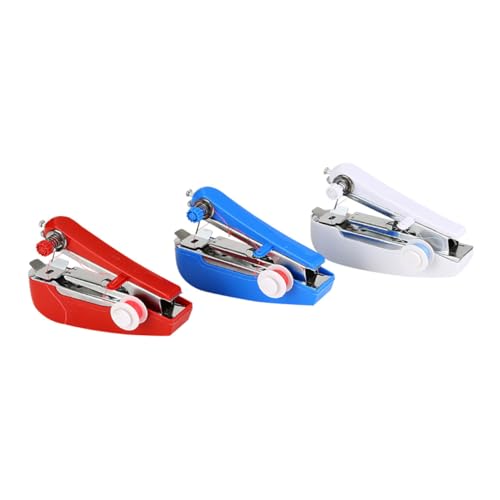 SOIMISS 3 piezas Máquina de Coser Portátil Manual Mini Herramienta de Costura Inalámbrica para Principiantes y Bricolaje y Ligera para Ropa Cortinas y Reparaciones Rápidas