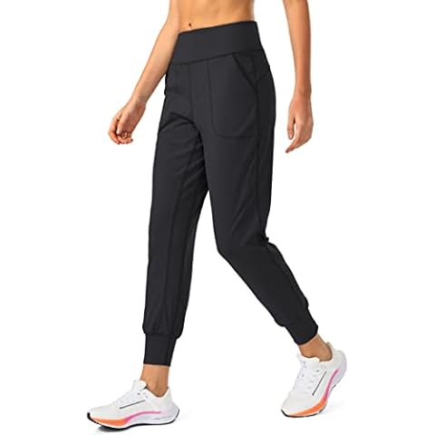 Soothfeel Women's Joggers with Zipper Pockets High Waisted Athletic Workout Yoga Pants Joggers for Women Regular (Black, Small) Cover
