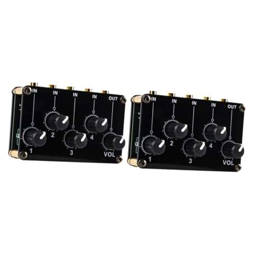 Toddmomy 2pcs 4 Small Audio Mixer 4-channel Stereo Passive Circuit No Battery Required Easy to Carry