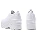 Women's Chunky Platform Comfort Orthopedic Wedge Walking Shoes Fashion Knitted Breathable Lace Up Lug Sole Casual Non-Slip Running Shoes With Arch Support (White, Adult, Women, 5, Numeric, US Footwear Size System, Medium)