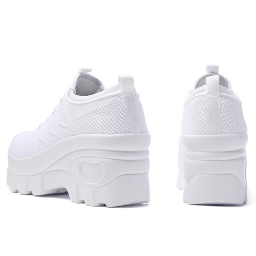 Image of Women's Breathable Platform Walking Shoes Comfort Platform Sneakers