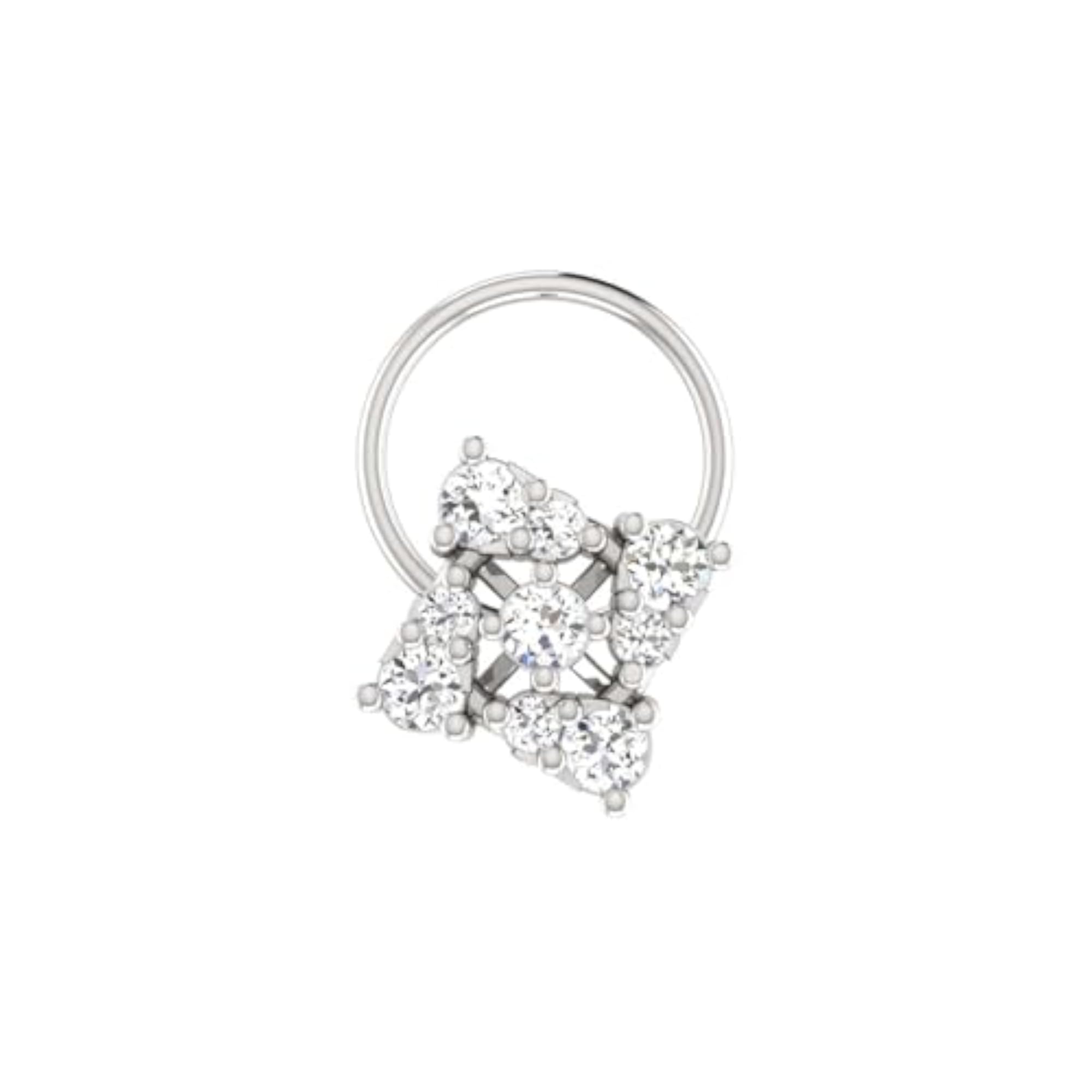 Women's 9K BIS Hallmarked White Gold Stud Nosering