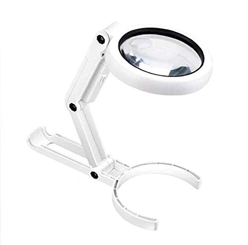 Loupe de bureau éclairée 5X antichoc avec poignée pliable ergonomique