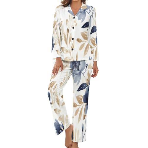 Pyjama femme deux pièces à fleurs vintage en coton fluide pour nuit
