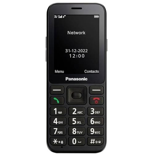 Panasonic KX-TU250EXB 4G Essentials mobiltelefon, SOS-nödsamtalsknapp, handsfree-funktion, stor skärm, svart