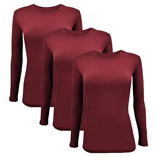 BaHoki Essentials Long Sleeve Undershirts for Scrubs - Great Stretch and Layering Piece - 3 Pack