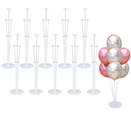 Balloon Stand Kit For Table - 10 Sets Balloon Sticks with Base For Birthday Graduation Party Decorations