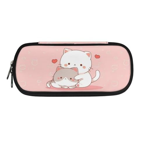Image of Kawaii Cat Pencil Case School Pen Holder Pencil Bag Aesthetic Pen Pouch with Compartments Stationery Organizer School Supplies for Teen Girls Kids School Office Outdoor Home Desk