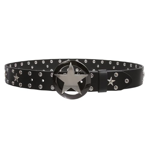 Texas Star Cowhide Leather Studded Belt, Removable Buckle2