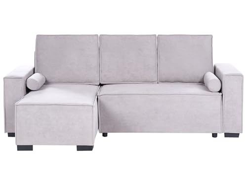 Beliani Sofá Cama Moderno 3 plazas con Chaise Longue Derecho reposabrazos Espacio de almacenaje Reversible Gris Edane