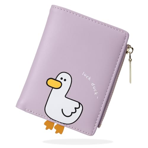 Image of CONISY Cute Small Womens Wallet with Coin Purse,Suitable Girls Teen Ladies (Duck Purple)