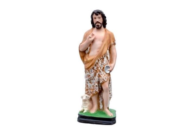 Generico ArteSacraCaravaggio Statua di San Giovanni Battista cm 32,5 (12,79 inches) in marmo resina decorata a mano di produzione artigianale italiana