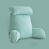 Miaogoo Lesekissen mit abnehmbarer Nackenrolle und Armstütze, Couch-Boden-Rückenlehne, Kuschelkissen, ergonomische Bettruhe, Rückenkissen für Arbeiten, Entspannen, Spielen (Türkis, 80 x 63 cm)