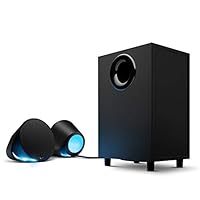 Logitech G560 PC Gaming Lautsprecher mit DTS:X Ultra Surround Sound, Spielbasierter LIGHTSYNC RGB-Beleuchtung, Zwei Satellitenlautsprecher und Subwoofer, Immersives Gaming-Erlebnis - Schwarz