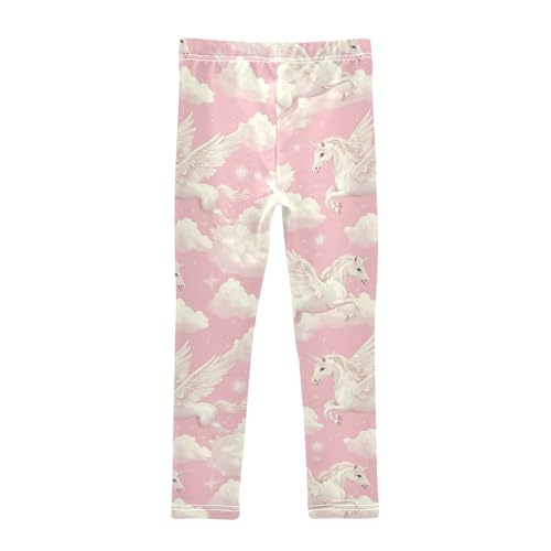 Winged Unicorns Girls' Leggings Toddler Doodles Clouds Kids Yoga Pants Dance Active Tights 4T2