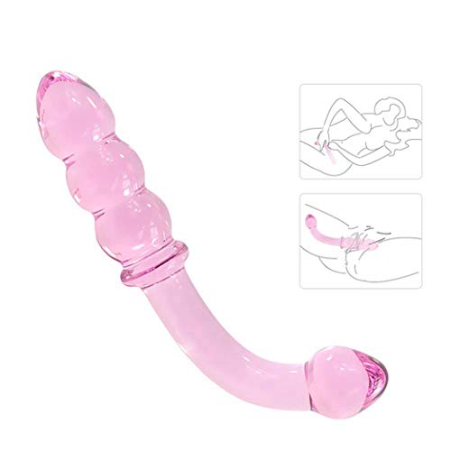 Crystal Glass Textured Curved Huge Smooth Stick with Huge Double Sided Ended Headed