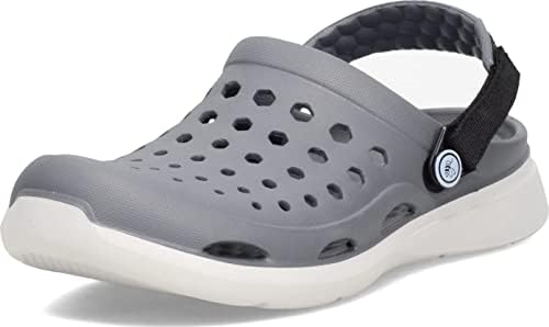Joybees Modern Clog - Women's and Men's Comfortable Supportive Slip-on Shoe with Adjustable Strap - Charcoal/Light Grey - Women's Size 9, Men's Size 7