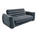 Intex 2 in 1 Inflatable Pull Out Sofa and Queen Size Air Bed Mattress with Cup Holders for Indoor and Outdoor Use for Adults (2 Pack), Charcoal Gray