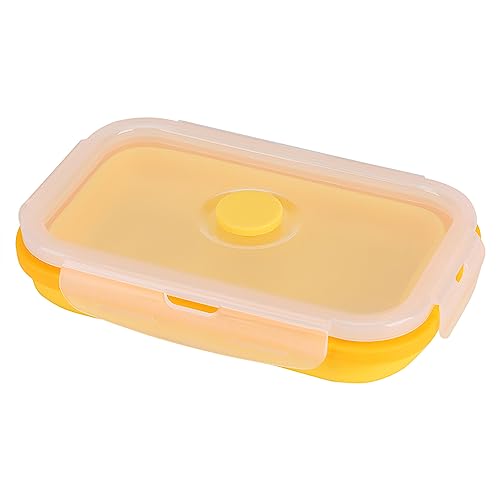 500ml Silicone Collapsible Portable Lunch Box Bowl Folding Food Storage Container Lunch Food containers Folding Lunch Box for Office Outdoor[Yellow]