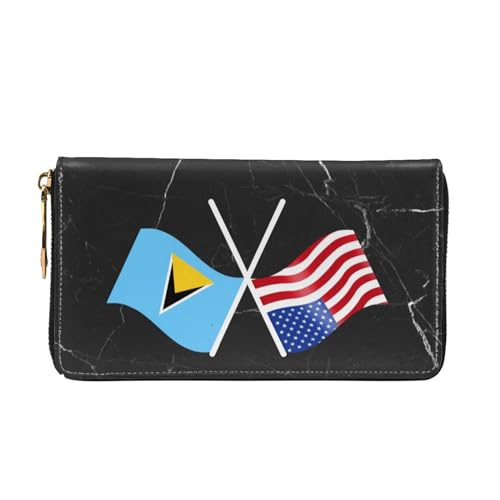 American And Saint Lucia Flag Wallet Card Bag3